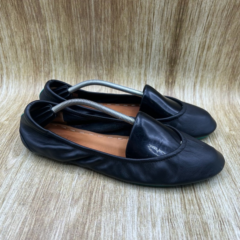 Tieks Ballet Flats Women's Size 10 Black Leather Foldable Classic Matte Black